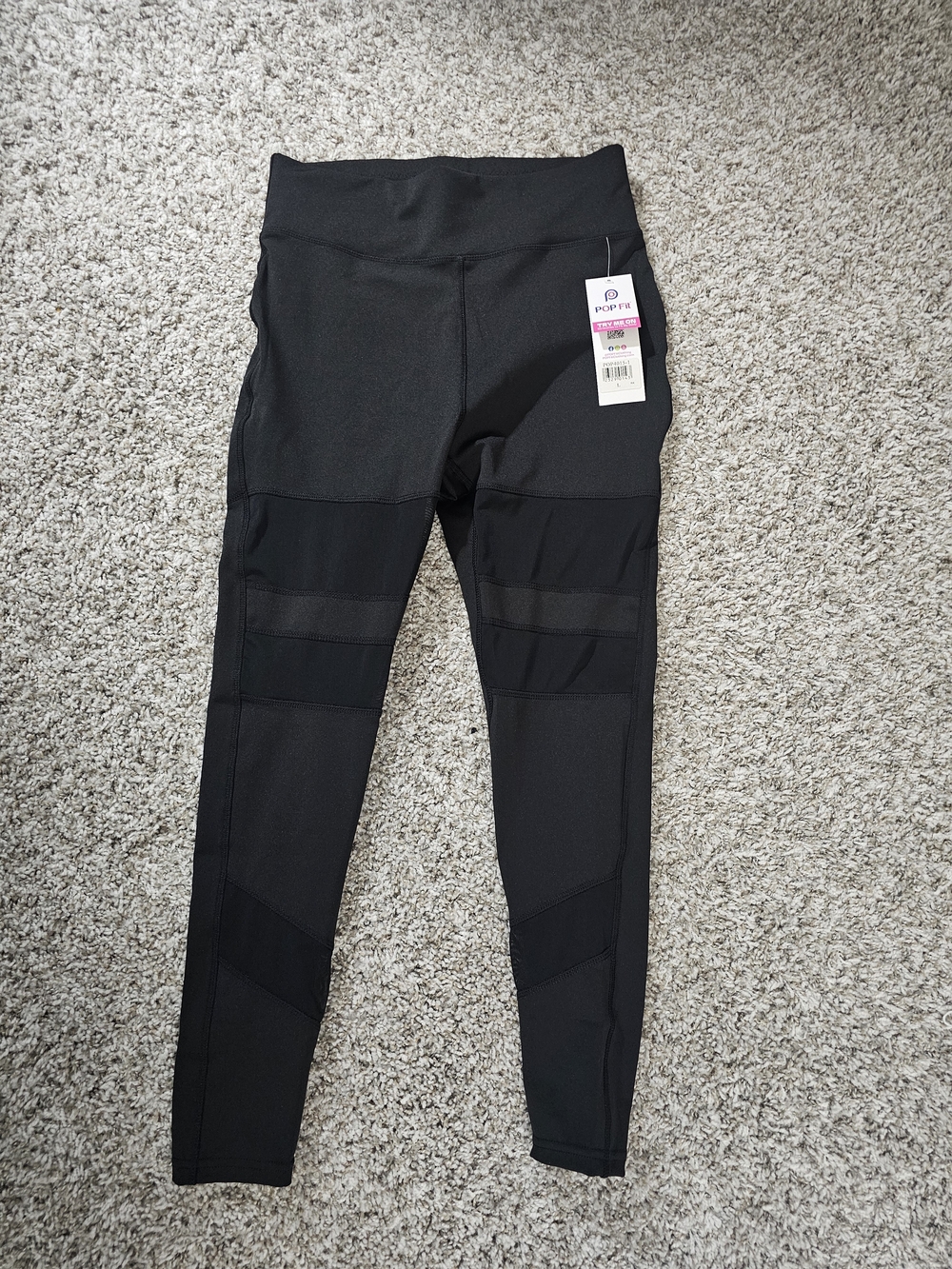 POP Fit Black Women's Leggings with Mesh Panels